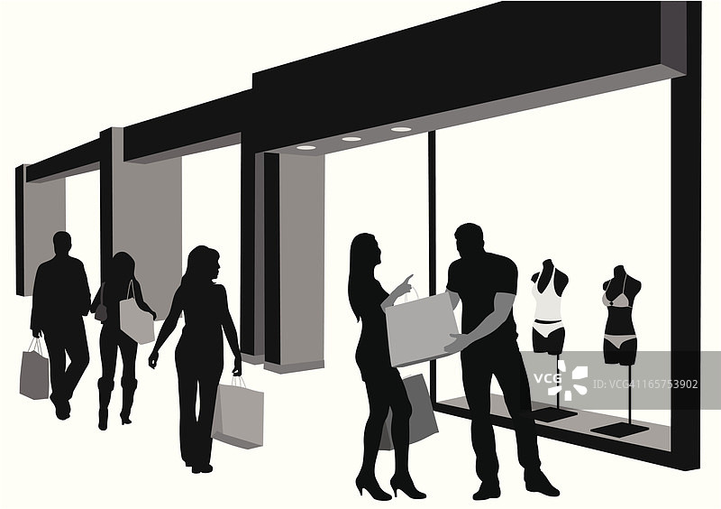 时尚购物中心矢量剪影图片素材
