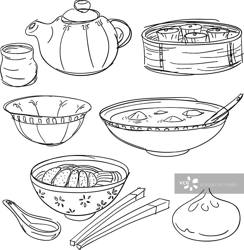 中国美食手绘合集图片素材