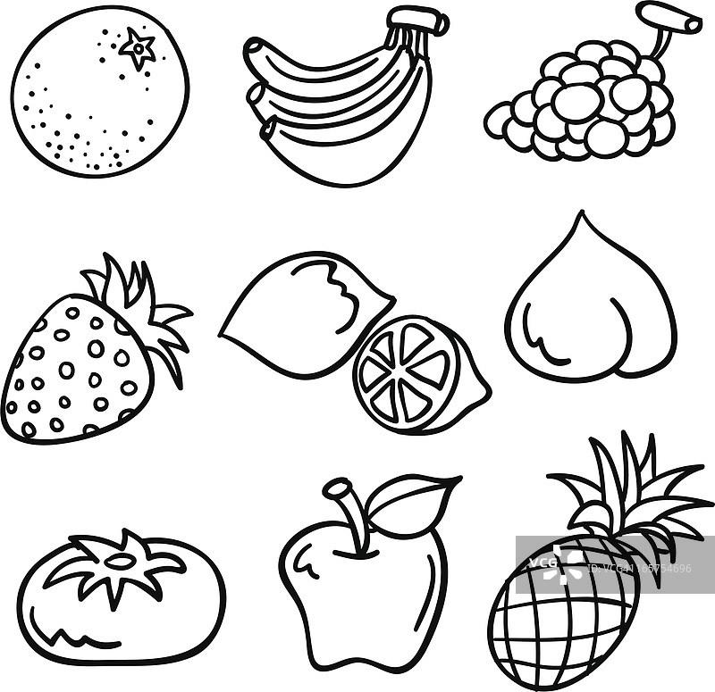 黑白水果合集图片素材