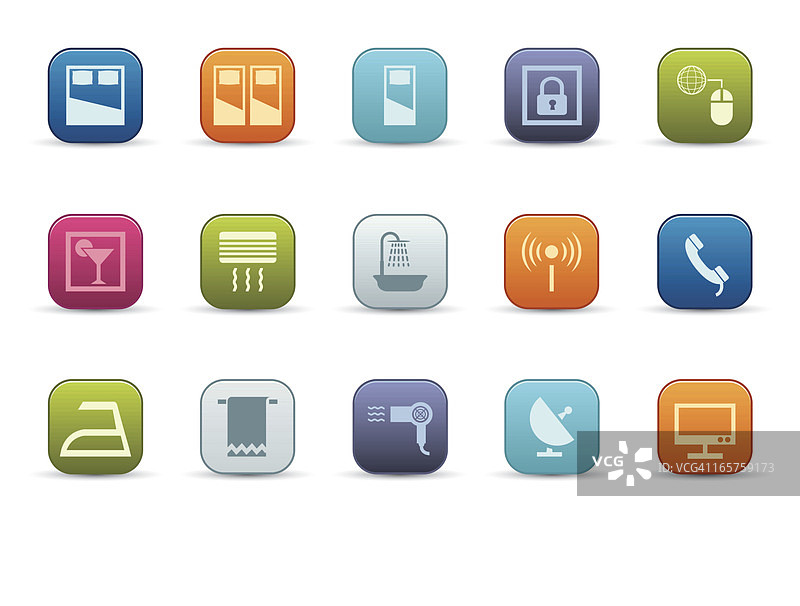 酒店客房设施图标集图片素材