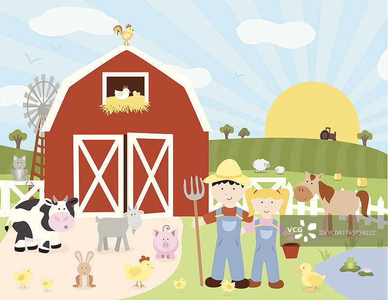 快乐的农场场景图片素材