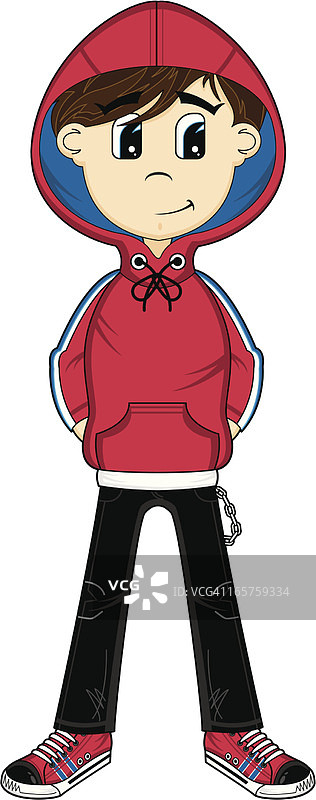 穿红色连帽衫的青少年男孩图片素材