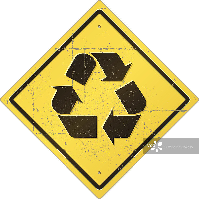 损坏的回收道路标志图片素材
