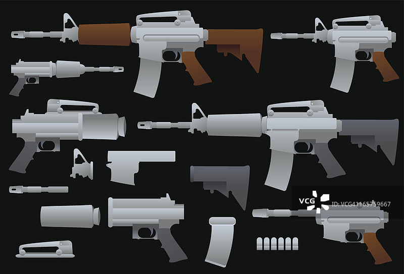 突击步枪武器套件图片素材
