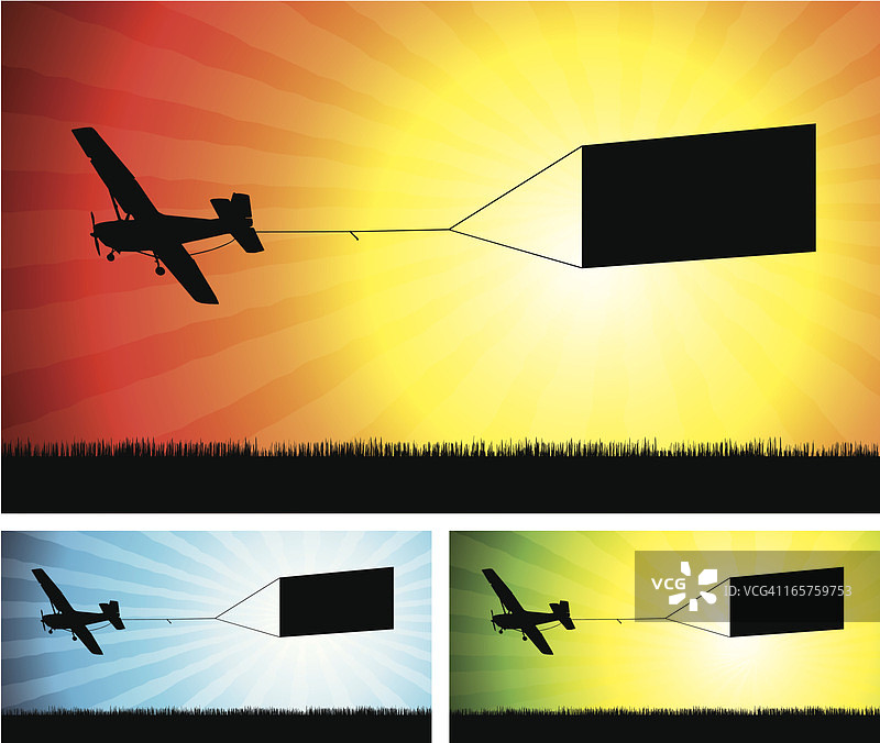 空中广告剪影图片素材