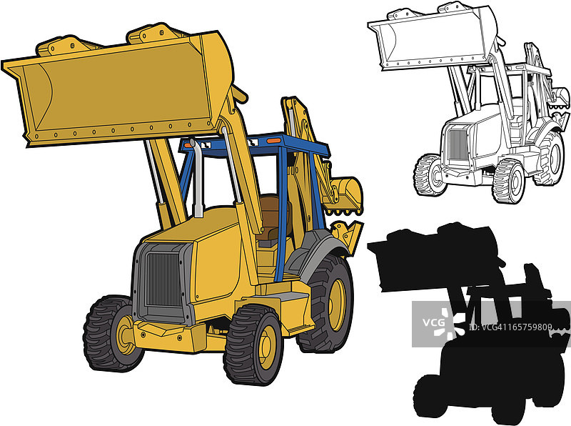 铲斗升起的挖掘机图片素材