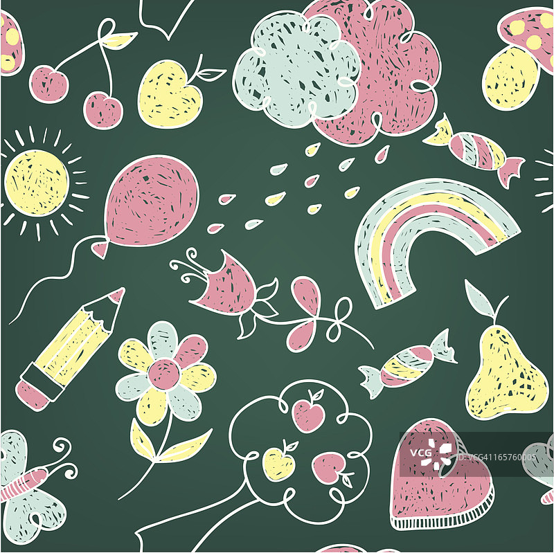 粉笔无缝儿童图案图片素材