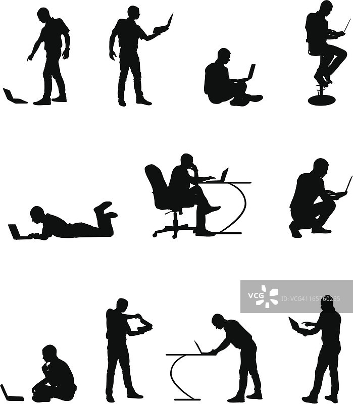 使用笔记本电脑的男人们图片素材