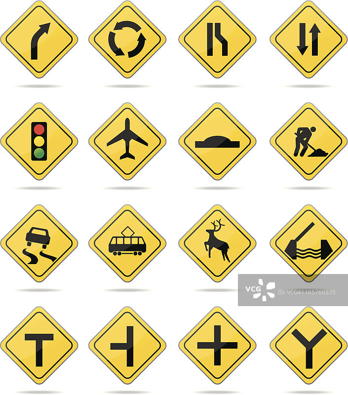 黄色警告路标图片素材