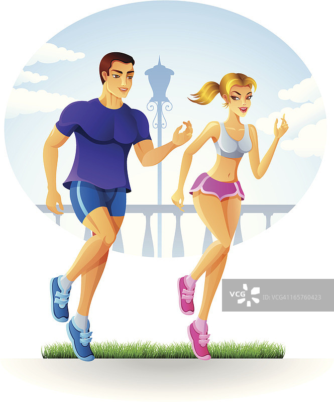 年轻情侣慢跑图片素材