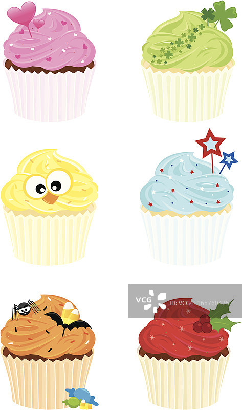 装饰的节日纸杯蛋糕图片素材