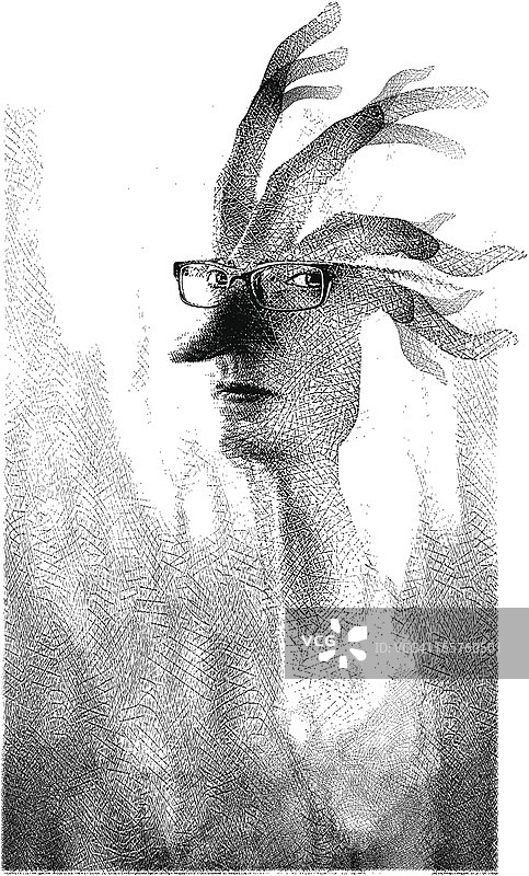 手部面部人物蚀刻版画图片素材