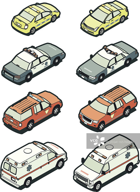 两侧的紧急车辆插画图片素材