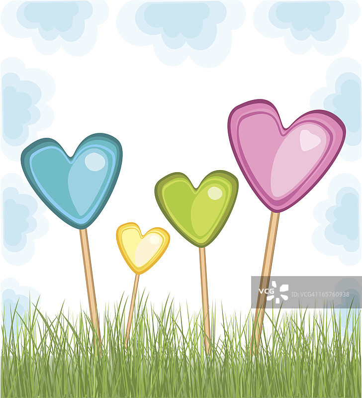 心形彩色棒棒糖图片素材
