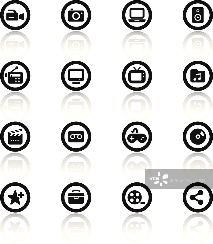 黑白图标集|媒体图片素材