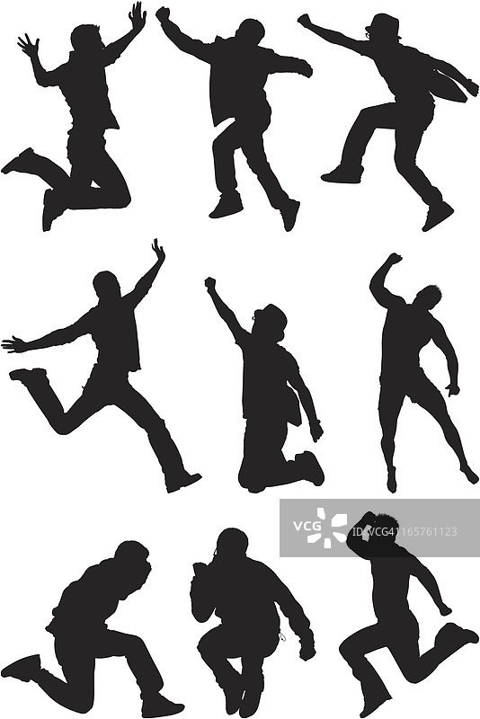 跳跃和摆姿势的男人们图片素材