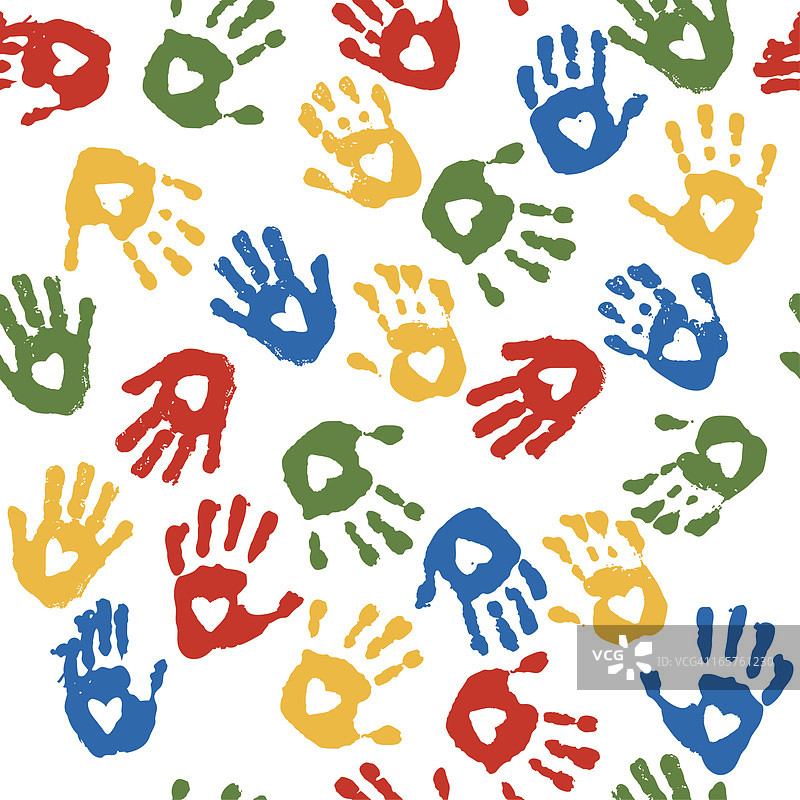 心形手印无缝图案图片素材