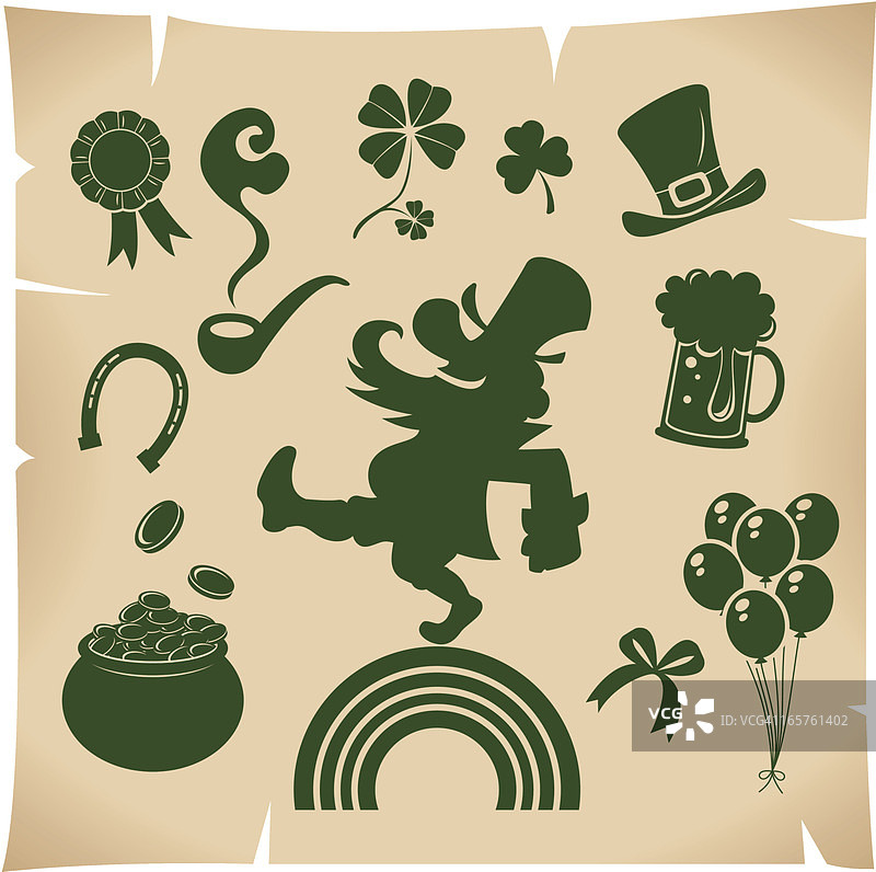 圣帕特里克节图标集图片素材