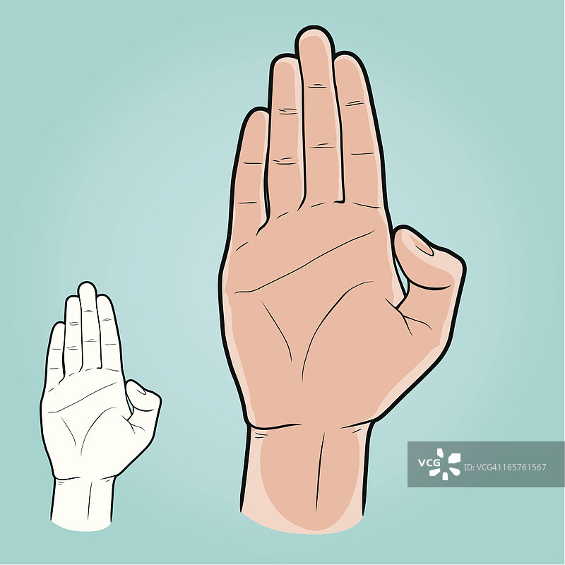 手掌朝前的素色手矢量插画图片素材