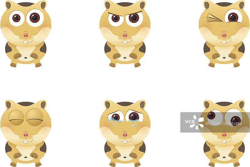 不同面部表情的大眼仓鼠合集图片素材