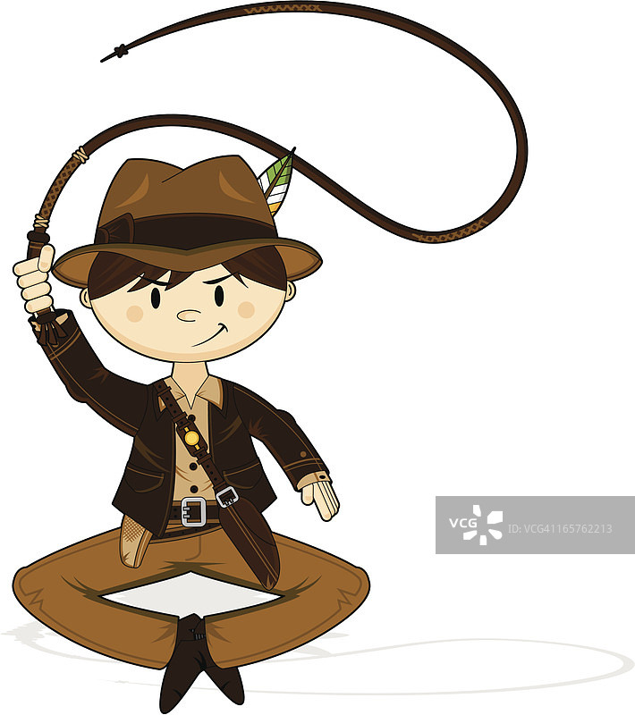 拿着鞭子的小探险家图片素材