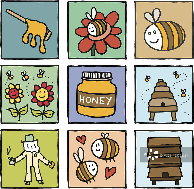 蜜蜂方块图标图片素材