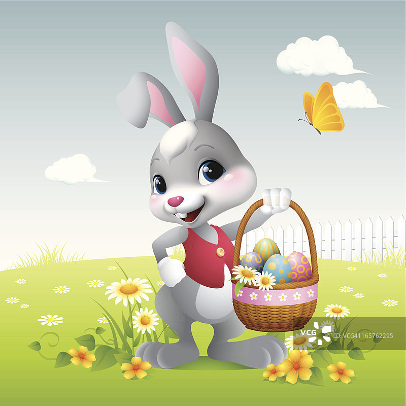 复活节兔子 - 篮子图片素材