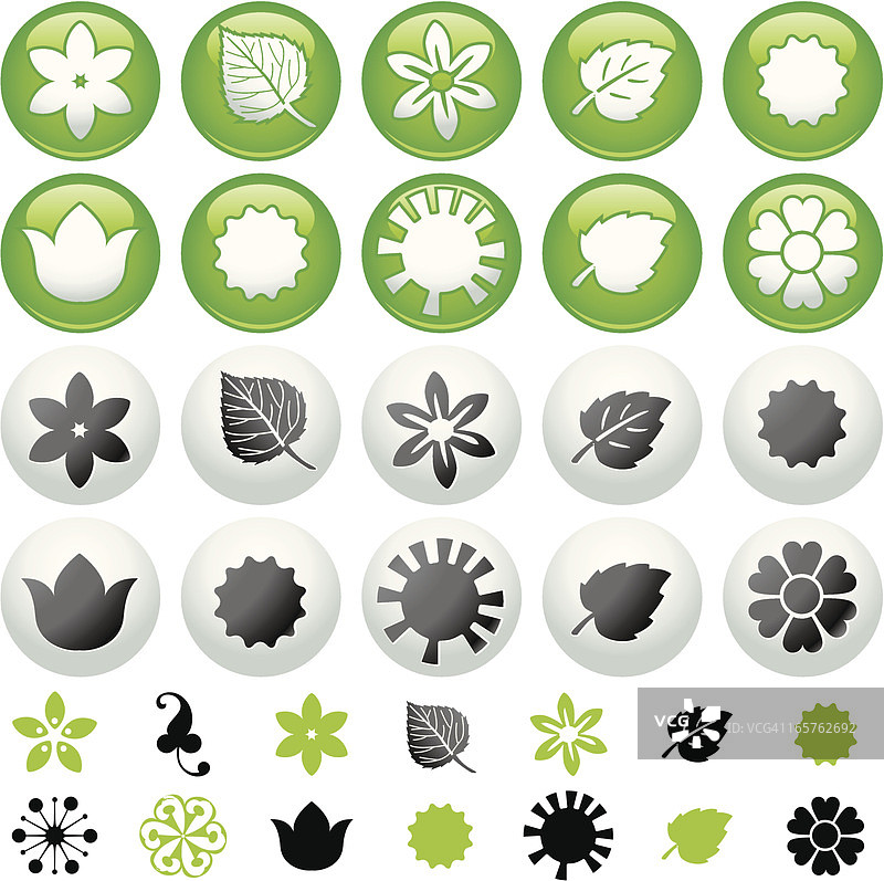 有机花卉图标按钮图片素材