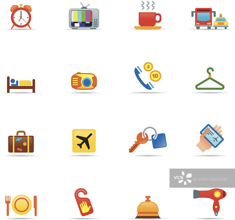 酒店彩色图标集图片素材