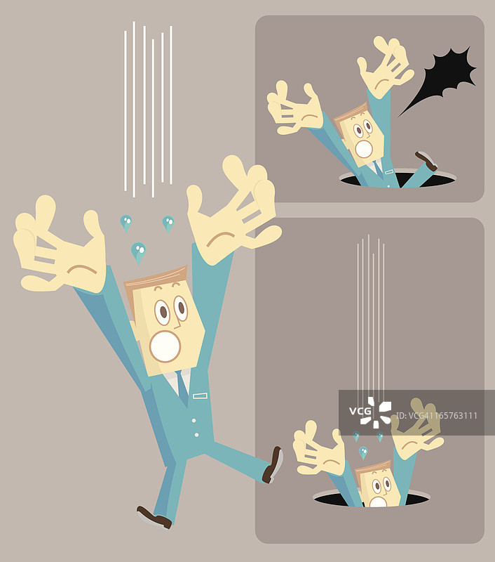 男人掉进洞里图片素材