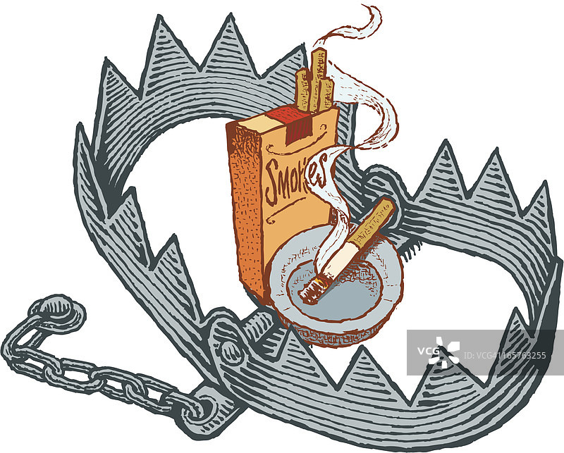 吸烟或吸烟陷阱——不良习惯图片素材