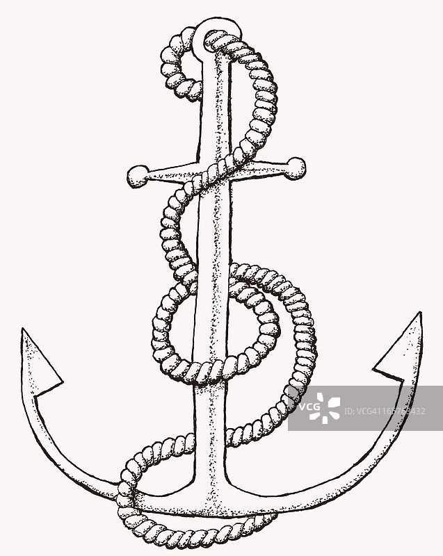 手绘纹身风格的锚图片素材