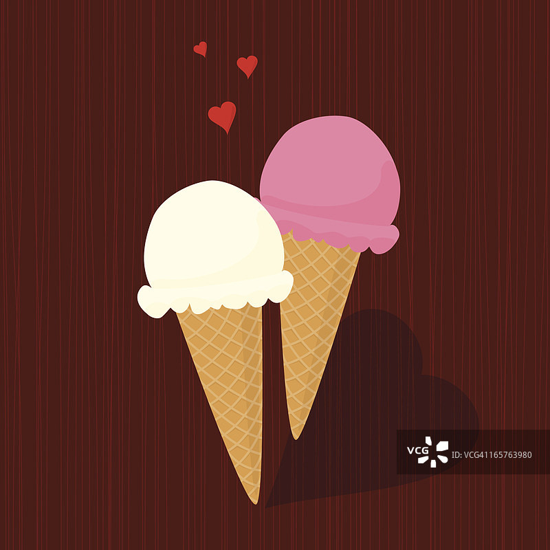 香草草莓冰淇淋甜筒图片素材