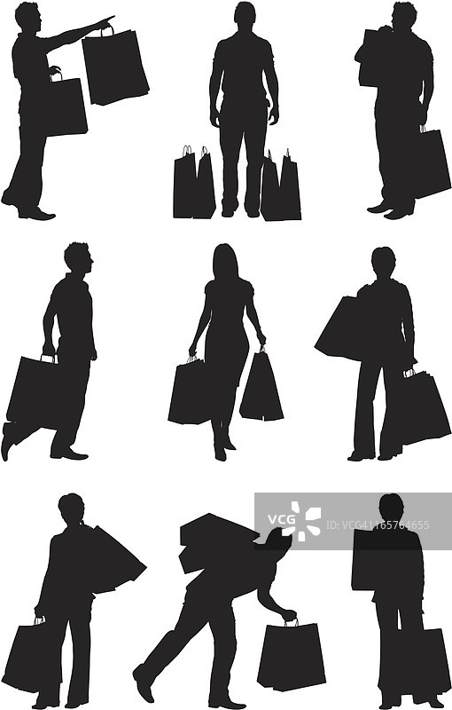 购物男女携带购物袋图片素材