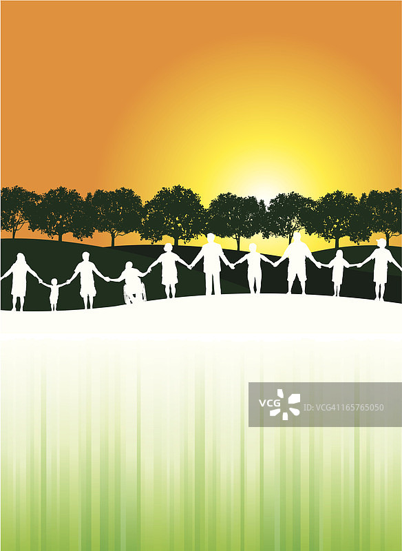 手牵手的人们——团结社区背景图片素材