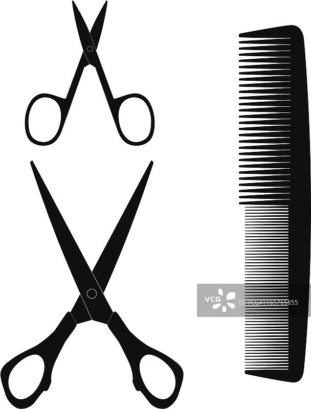 剪刀和梳子图片素材