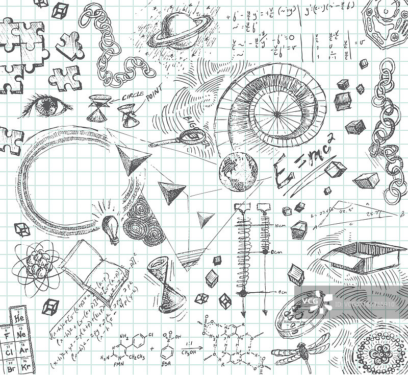 手绘铅笔科学概念草图图片素材