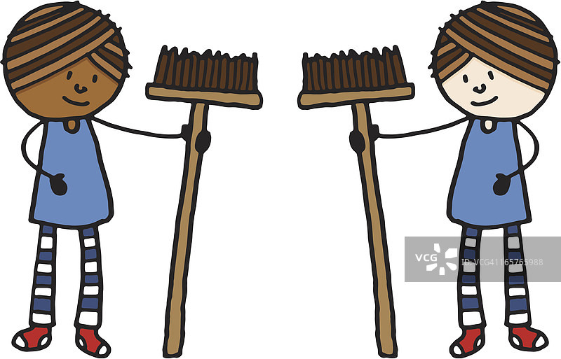 拿着扫帚的女人图片素材