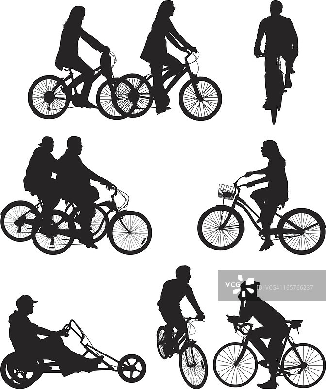 人们骑自行车图片素材