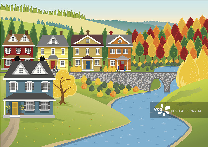 河边的房屋图片素材