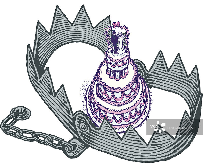 婚礼蛋糕或婚姻陷阱图片素材