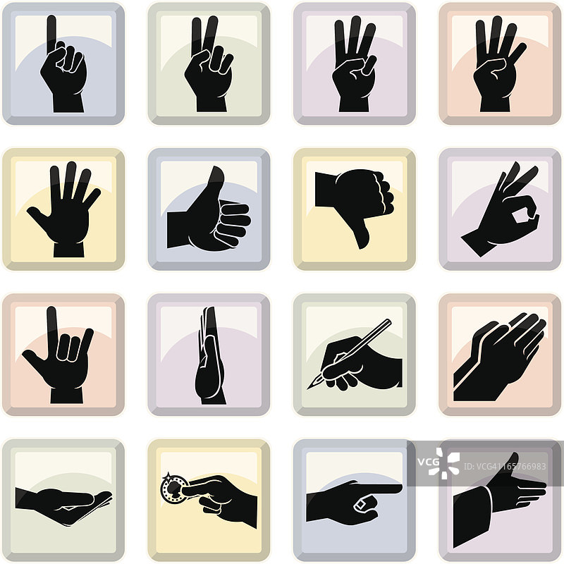 不同颜色的手势图标图片素材
