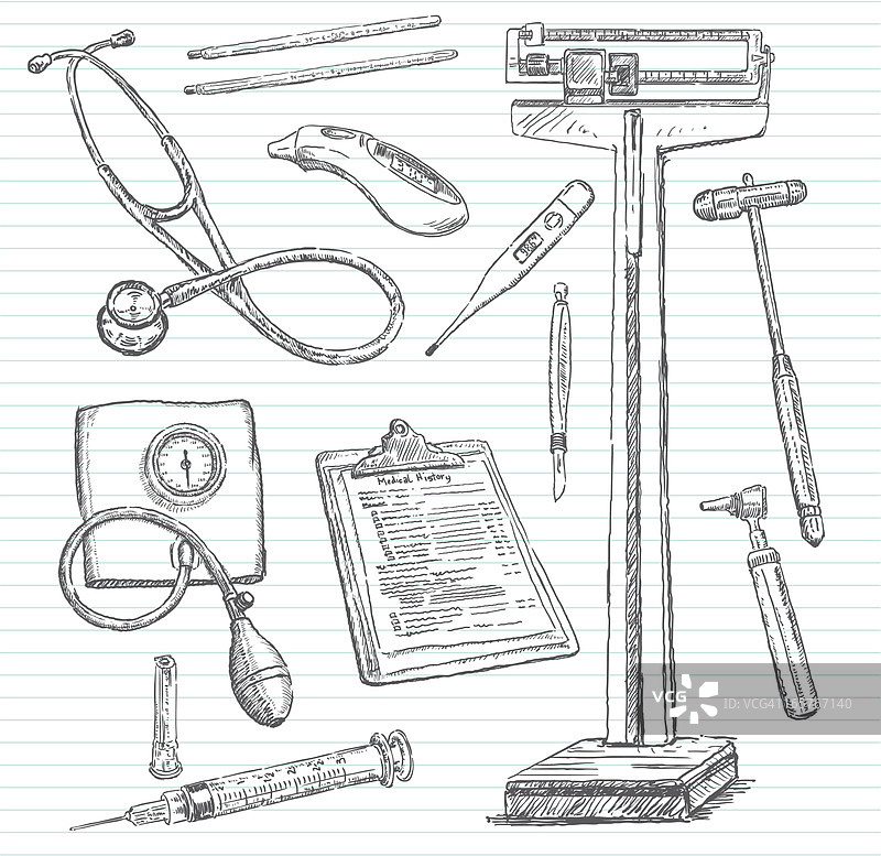 医生办公室涂鸦草图图片素材