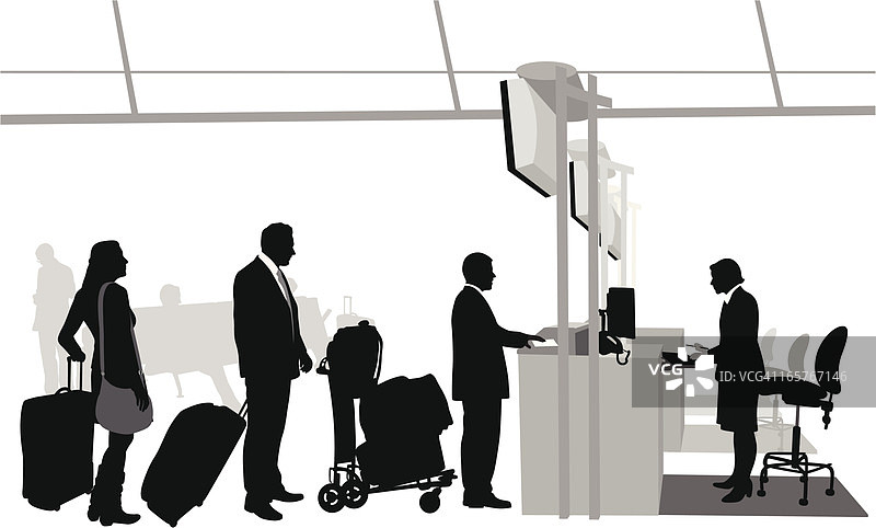 机场办理登机向量剪影图片素材