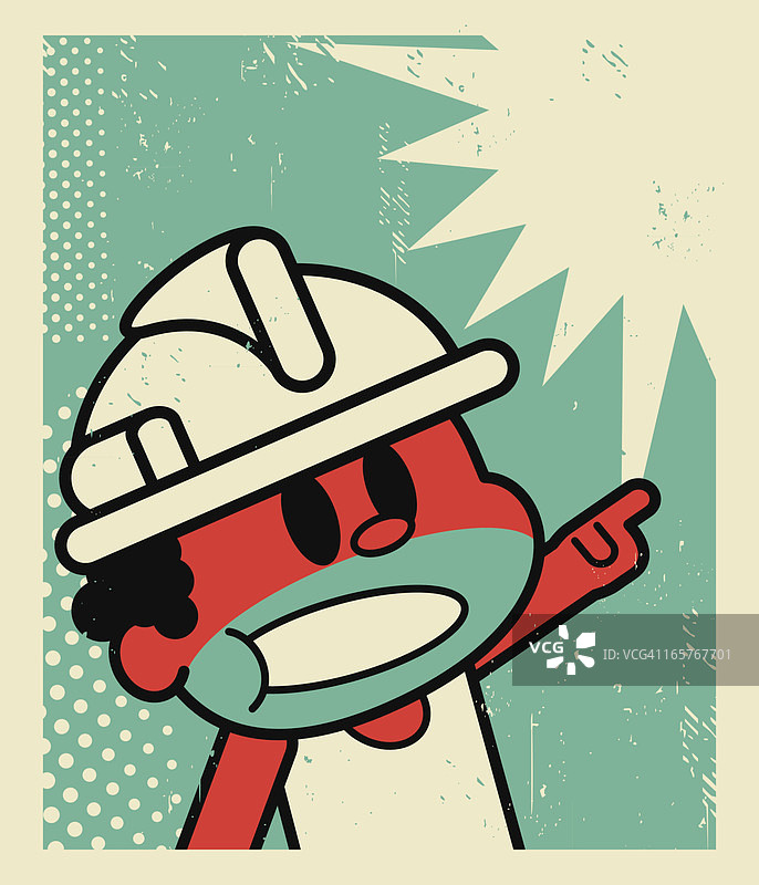 工人尖叫并指向某物图片素材