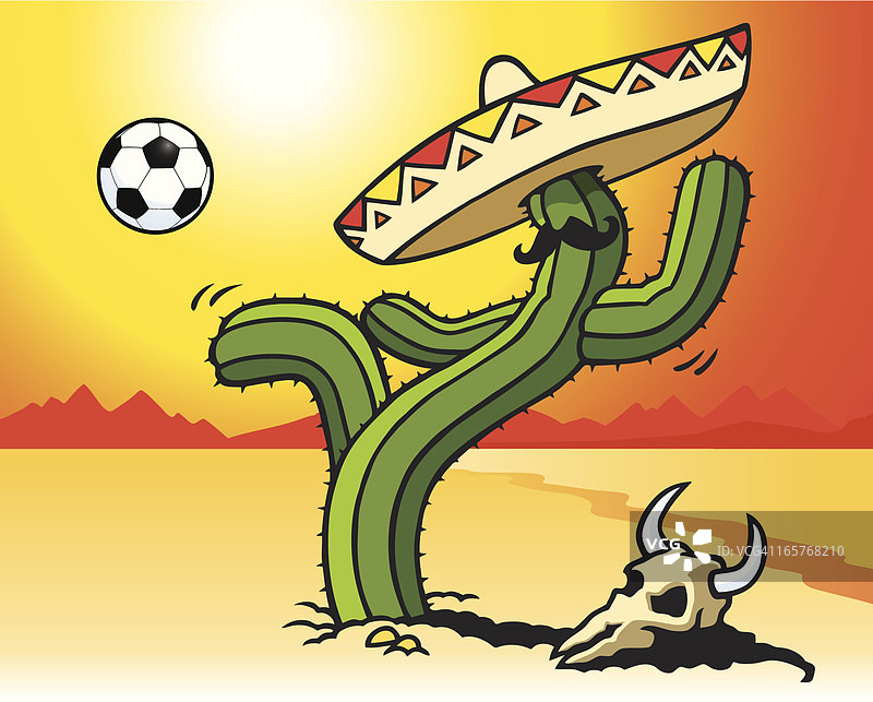 踢足球的仙人掌图片素材