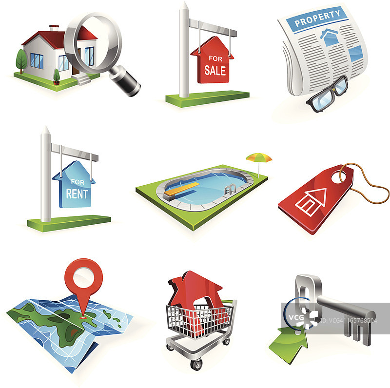 房地产图标集图片素材