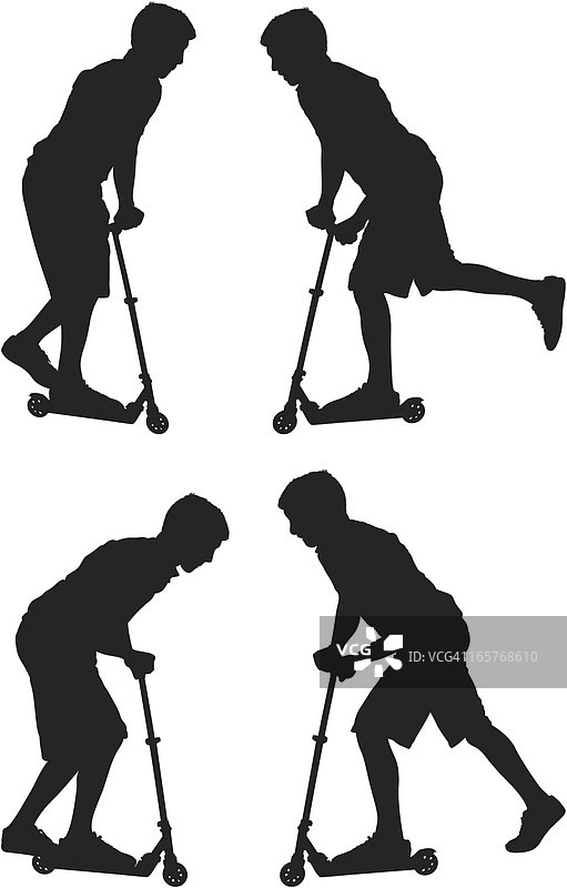 男孩骑滑板车图片素材