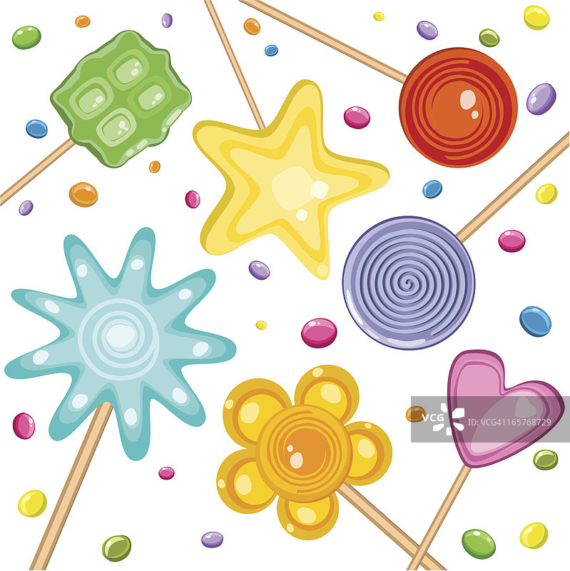 棒棒糖和糖果的甜蜜沐浴图片素材