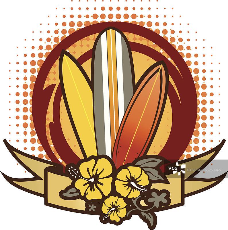 冲浪板标志 - 矢量插图图片素材